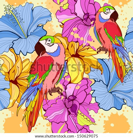 Floral seamless with birds Floral seamless with birds