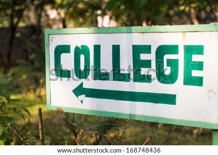 College direction and sign board