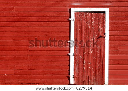 door of red barn in kansas