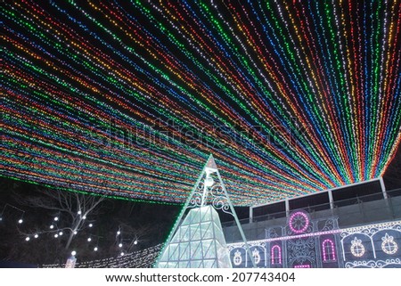 Colorful illumination of LED lights at night, image of fantasy