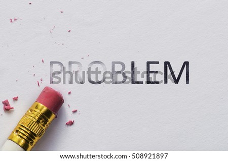 Pencil eraser with eraser. Erase PROBLEM text