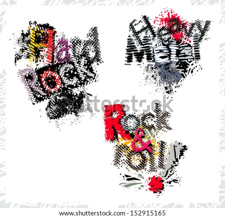 Rock and Roll, hard rock and heavy metal, set, vector illustration