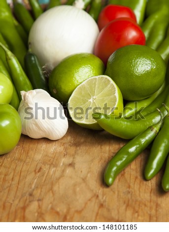 Group of Fruits, peppers, spices, herbs