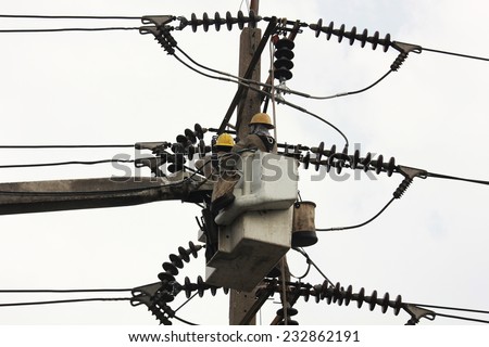 Electrical Worker Repairing Lines