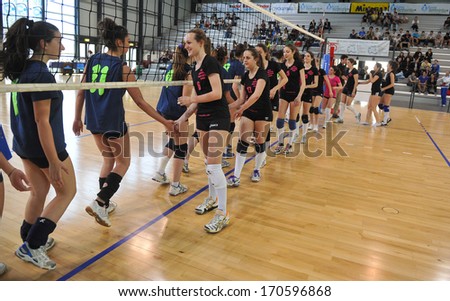 MILAN, ITALY - MAY 27: college sports finals in Milan May 27, 2013. Female volleyball.