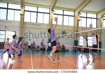 MILAN, ITALY - MAY 27: college sports finals in Milan May 27, 2013. Male volleyball.