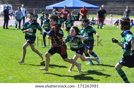 Milan, Italy - June 02: Rugby School Camp For Children At The Arena In Milan June 02, 2013.