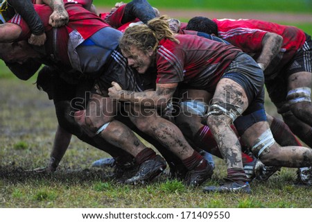 MILAN, ITALY - OCTOBER 28: Amateur Rugby Championship in Milan October, 28 2012. Serie B Match A.S.R. Rugby Milano vs Biella Rugby Club.