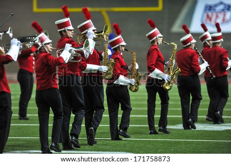 MILAN, ITALY - AUGUST 31: the marching band performs during the American Football European Championship match Italy vs Spain in Milan AUGUST 31, 2013.