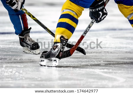 Turin, Italy-February 13, 2006: Close Up Legs During The Female Ice Hockey Match Italy Vs Sweden, During The Winter Olympic Games Of Turin 2006.