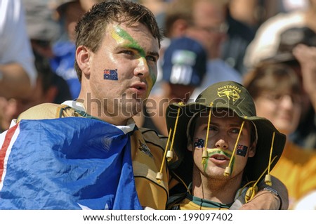MARSEILLE, FRANCE-OCTOBER 06 2007: australian rugby fans, during the Rugby World Cup match England vs Australia, in Marseille.