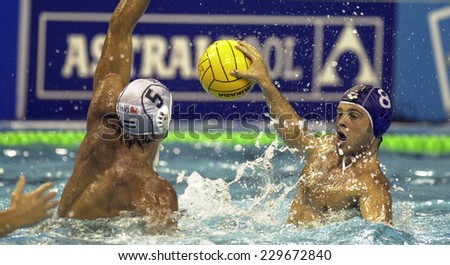 BARCELONA, SPAIN-SEPTEMBER 11, 1999: italian water polo player Alberto Angelini in action during the World Water Polo Championship, in Barcelona.