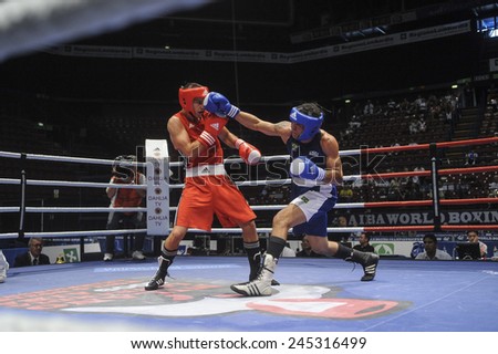 MILAN, ITALY-SEPTEMBER 06, 2009: non professional boxe match backsai vs lima of the boxe amateur world championship, in Milan