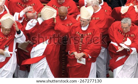 ROME, ITALY-AUGUST 19, 2005: catholic cardinals from all over the world attending the funeral of Pope John Paul II, at Vatican City, in Rome.