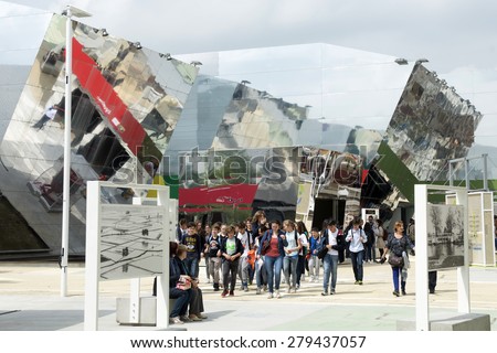 MILAN, ITALY-MAY 04, 2015: futuristic pavillon architectural design of the EXPO 2015. Food is the main topic of this Italian edition, in Milan.