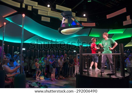 MILAN, ITALY-JUNE 05, 2015: indoor music concert at the Germany pavillion at EXPO 2015, in Milan.