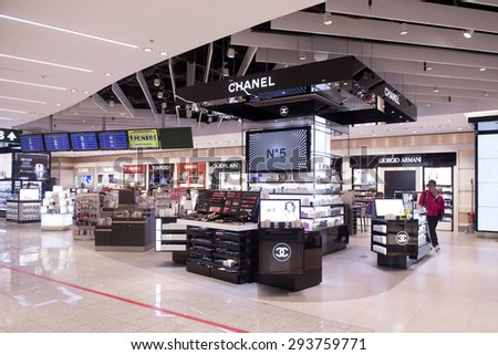 MILAN, ITALY-MAY 29,2015: airport duty free of Malpensa airport, in Milan.