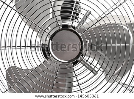 Electric Fan In Front. Close Up.
