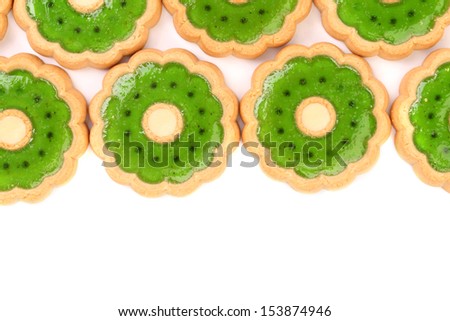 Background of biscuit with kiwi jam.