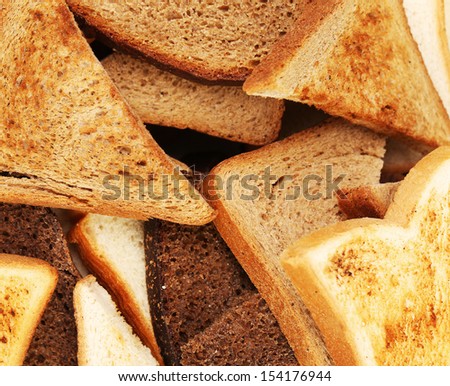 Background of heap toasts. Close up. Whole background.