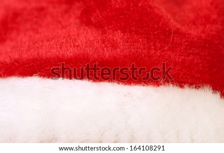 Close up of fragment clothes Santa Claus. Whole background.