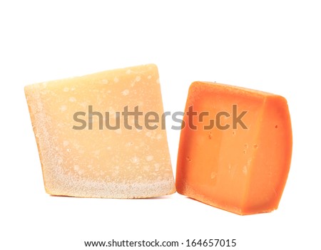 Two types of cheese. Isolated on a white background.