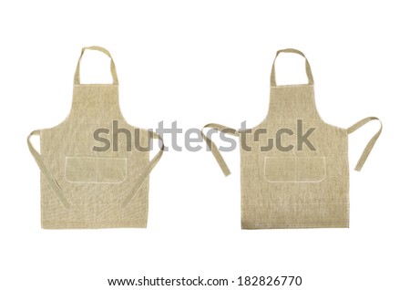 Two kitchen gray aprons. Front view. Isolated on a white background