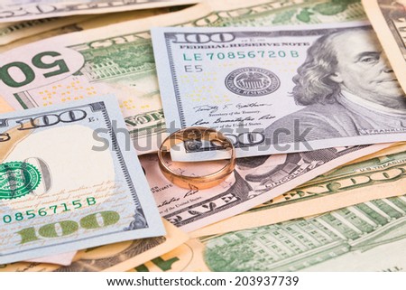 Close up of different dollar bills. Whole background.