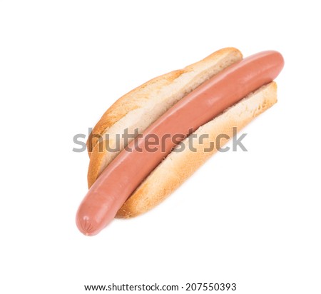 Hot dog bread and sausage roll. Isolated on a white background.