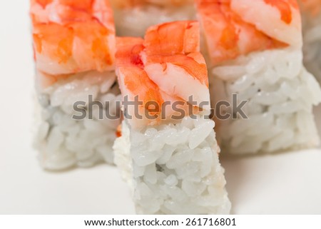 Sushi roll with tuna and snow crab. Can be used as a background.