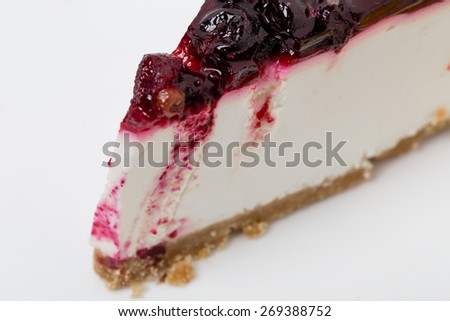 Delicious blackberry cheesecake. Macro. Can be used as a whole background.