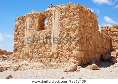 Ruins of Masada - ancient  fortress in the South of Israel, on the eastern edge of the Judean Desert