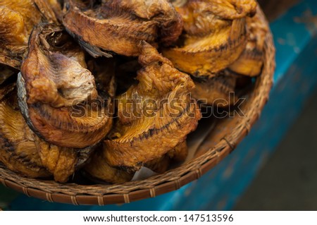 Various types of dried fish sold in the market