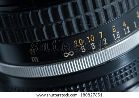 The lens, focus and exposure controls of a simple classic film camera