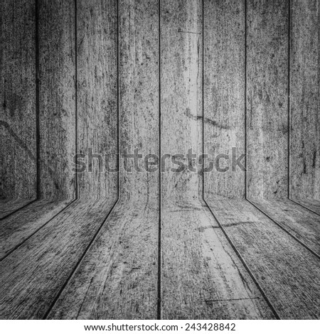 Interior room with old wood wall, Black & White image