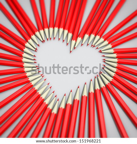 red pencils heart shape