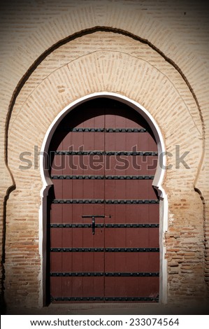 Old arabian door in Marrakesh city, Morocco