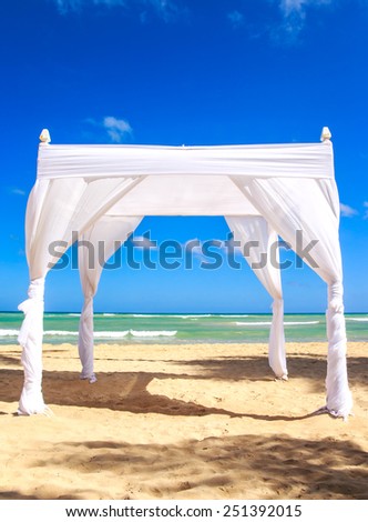 Wedding altar on caribbean beach in Dominican Republic