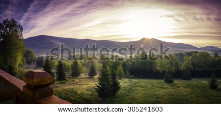 Beautiful morning in mountains somewhere in eastern Europe