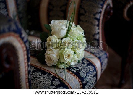 bridal bouquet from white roses; wedding concept