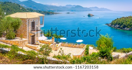 house with terrace for rent overlooking the bay on the Amalfitan coast of Italy, Campania, Italy