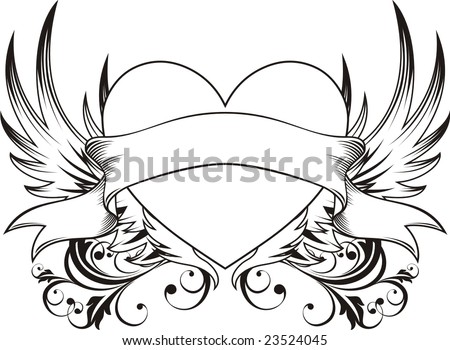 stock vector winged heart individual objects very easy to edit