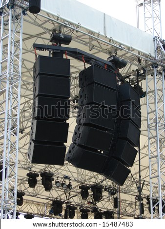 Speakers, sound system for concert.