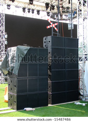 Speakers, sound system for concert.