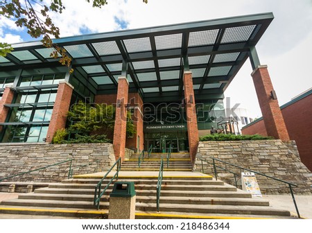 BOONE, NC, USA - SEPTEMBER 18: Plemmons Student Union, originally built in 1967, at Appalachian State University on September 18, 2014 in Boone, NC, USA