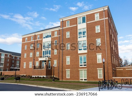 WINSTON-SALEM, NC, USA - DECEMBER 10: Magnolia Residence Hall, built in 2013, at Wake Forest University on December 10, 2014 in Winston-Salem, NC, USA