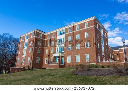 WINSTON-SALEM, NC, USA - DECEMBER 10: Dogwood Residence Hall, built in 2013, at Wake Forest University on December 10, 2014 in Winston-Salem, NC, USA