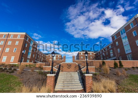 WINSTON-SALEM, NC, USA - DECEMBER 10: Dogwood and Magnolia Residence Halls, built in 2013, at Wake Forest University on December 10, 2014 in Winston-Salem, NC, USA