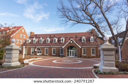 WINSTON-SALEM, NC, USA - DECEMBER 27:Student Center and Plaza, built in 2014, at Salem College on December 17, 2014 in Winston-Salem, NC, USA