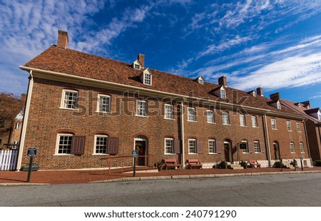 WINSTON-SALEM, NC, USA - DECEMBER 27:Single Sisters House, built in 1785, at Salem College on December 17, 2014 in Winston-Salem, NC, USA